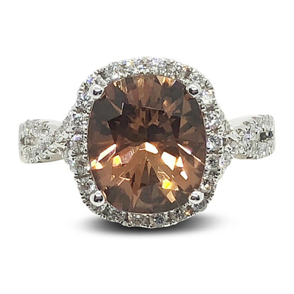 Cinnamon Tourmaline & Diamond Ring