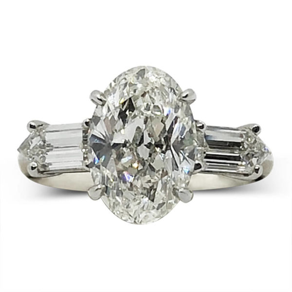 Oval & Bullet Cut Diamond Handmade Ring