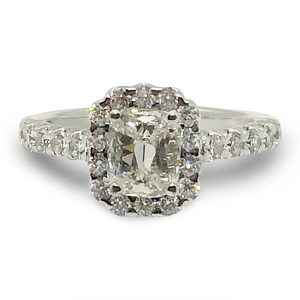14kt. White Gold Cushion Diamond Halo Ring