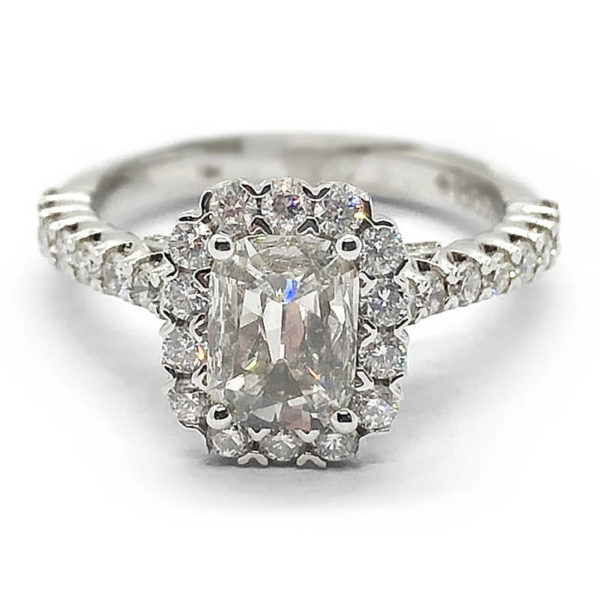 Large Cushion Cut Halo Engagement Ring