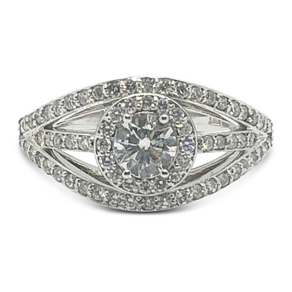 Triple Diamond Split Shank Engagement Ring