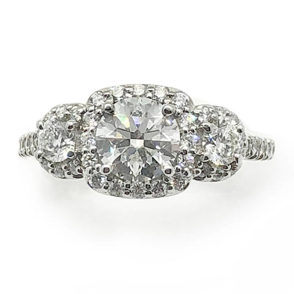 Triple Diamond Halo Ring