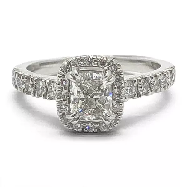 14kt. White Gold Radiant Cut Halo Ring