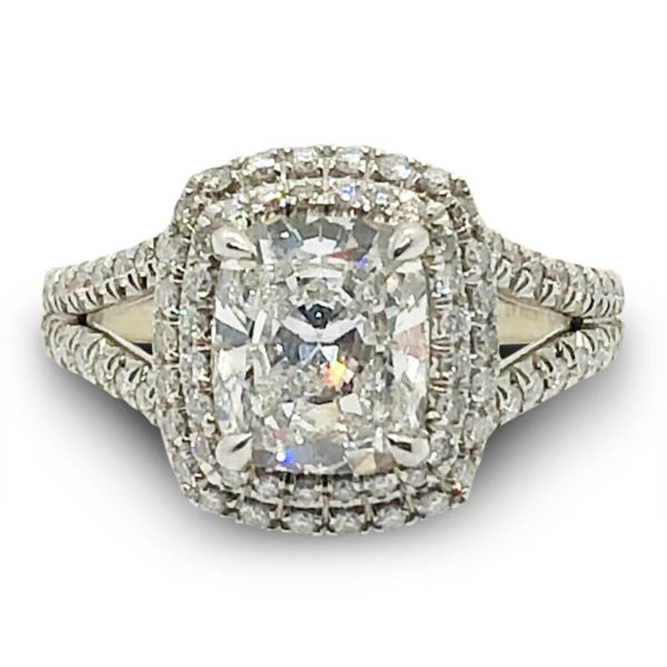 Double Cushion Halo Forevermark Ring