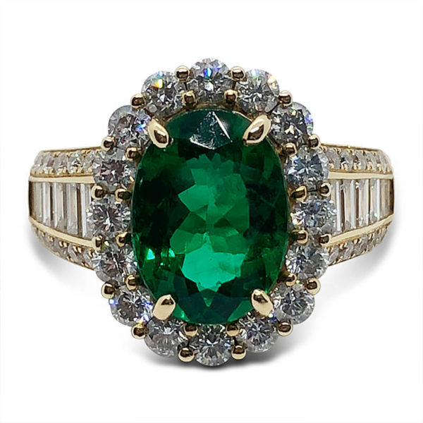 Brazilian Emerald Ring with Diamonds