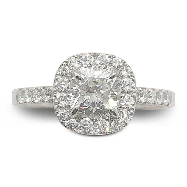 Platinum  Forevermark Cushion Halo Ring