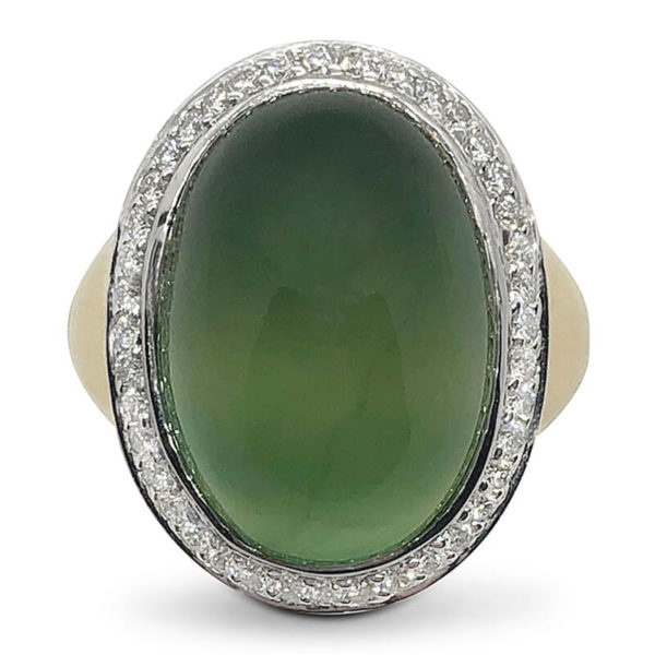Large Prehnite 18kt. Gold Ring
