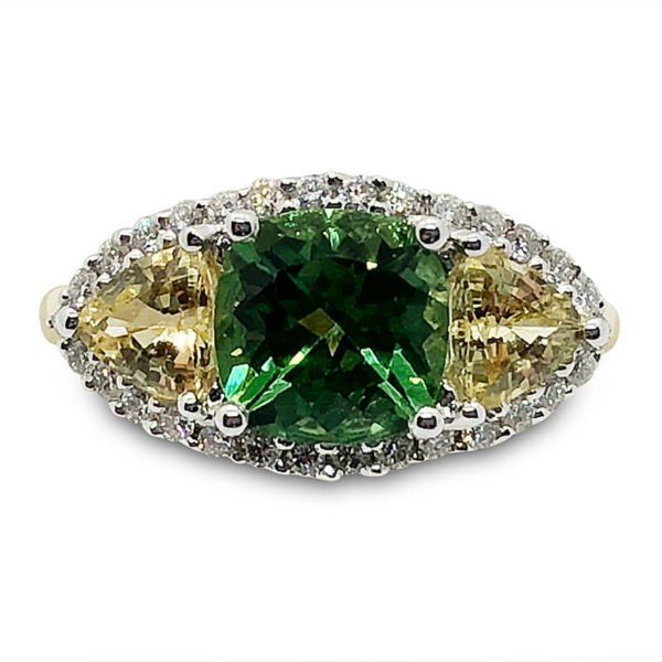 Chrome Tourmaline & Yellow Sapphire Ring
