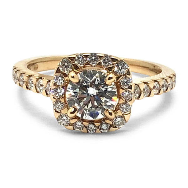 Rose Gold Diamond Halo Engagement Ring