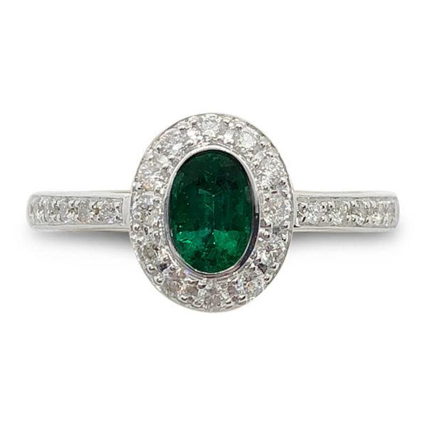 18kt. White Gold Bezel Set Emerald Ring