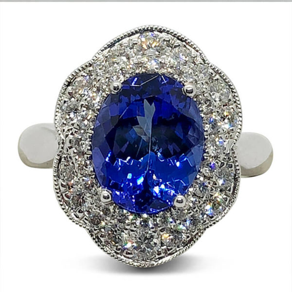 Oval Tanzanite & Diamond Ring