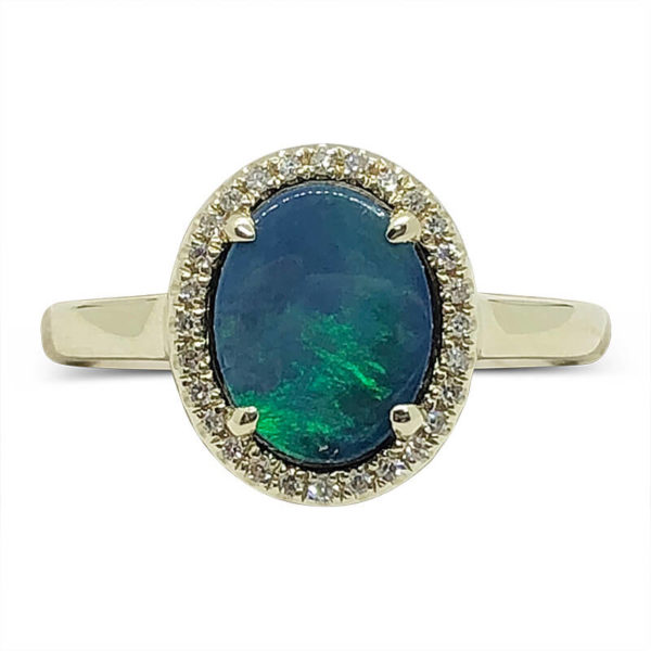 Australian Opal & Diamond Halo Ring