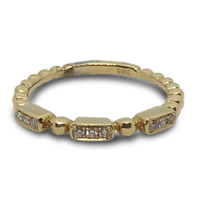 Yellow Pave Station Stacking Ring - Underwoods Jewelers