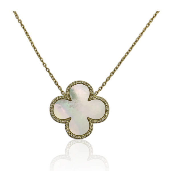 Clover Mother of Pearl & Diamond Necklace