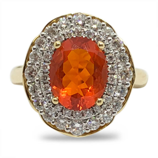 2.00ct. Fire Opal & Diamond Ring