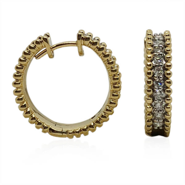 Beaded Edge Diamond Hoops