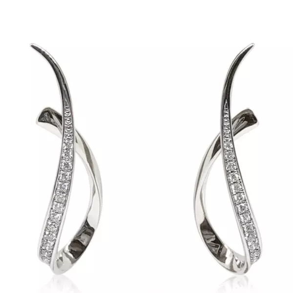 Diamond Drop Swirl Earrings
