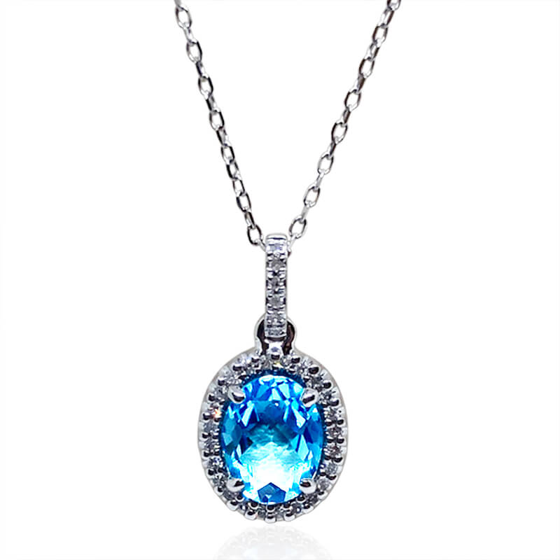 Blue Topaz & Diamond Necklace