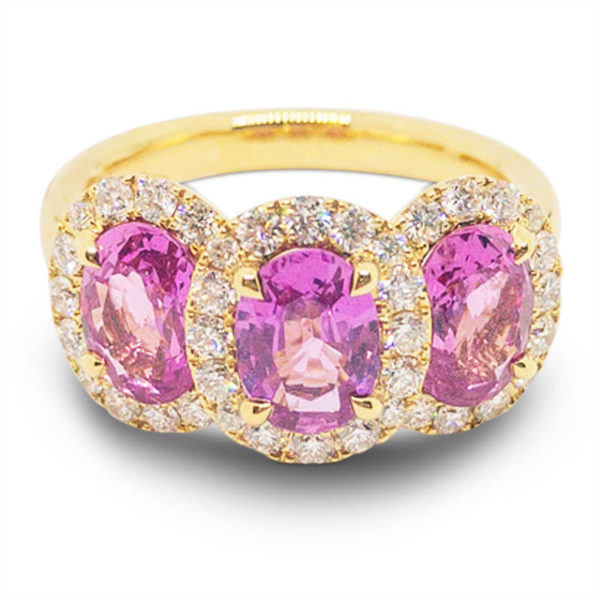 Pink Sapphire & Diamond Ring