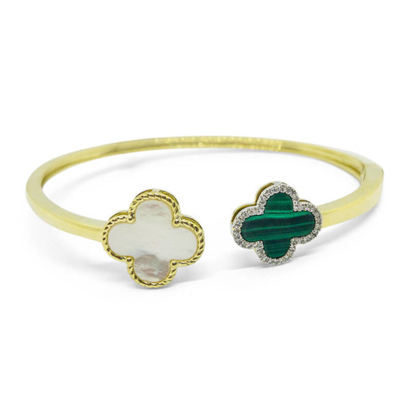 Clover Malachite Cuff Bracelet
