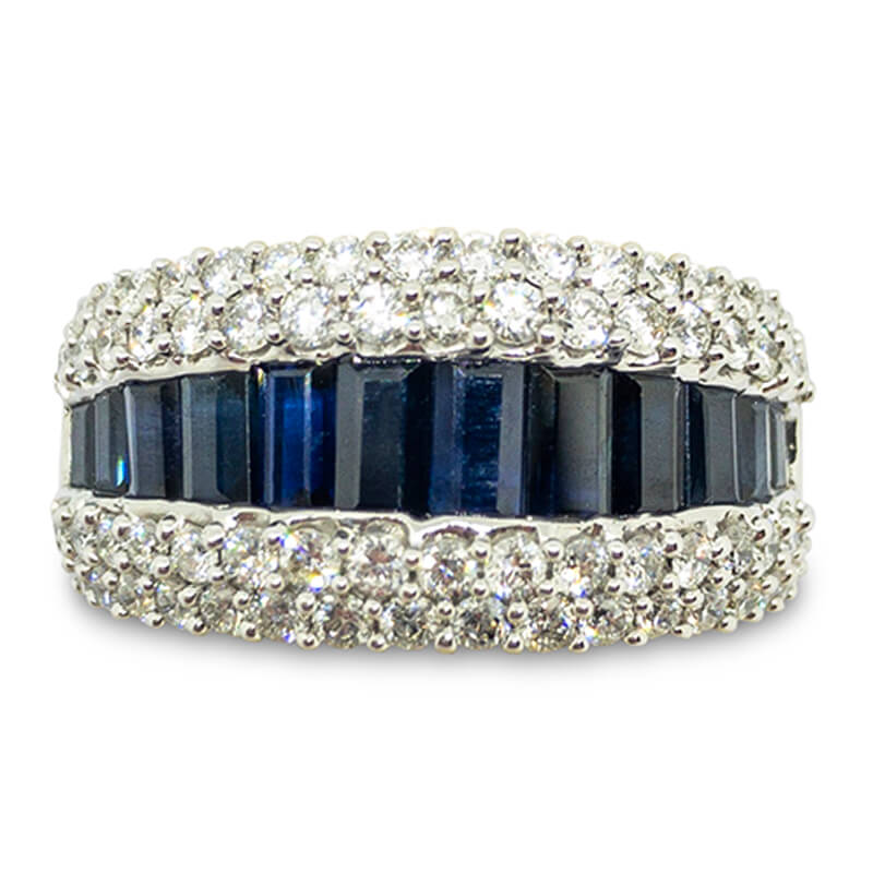 Wide Sapphire & Diamond Band