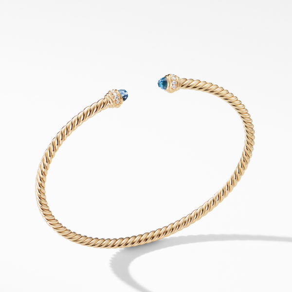 Cable Spira® Bracelet in 18K Gold with Hampton Blue Topaz and Diamonds