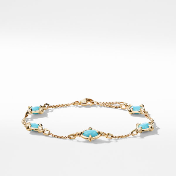 Chatelaine® Chain Bracelet in 18K Gold with Turquoise