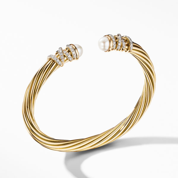 Helena End Station Bracelet in 18K Yellow Gold with Pearls and Diamonds