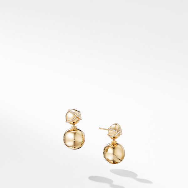 Solari Pave Wrap Double Drop Earrings with Diamonds in 18K Gold