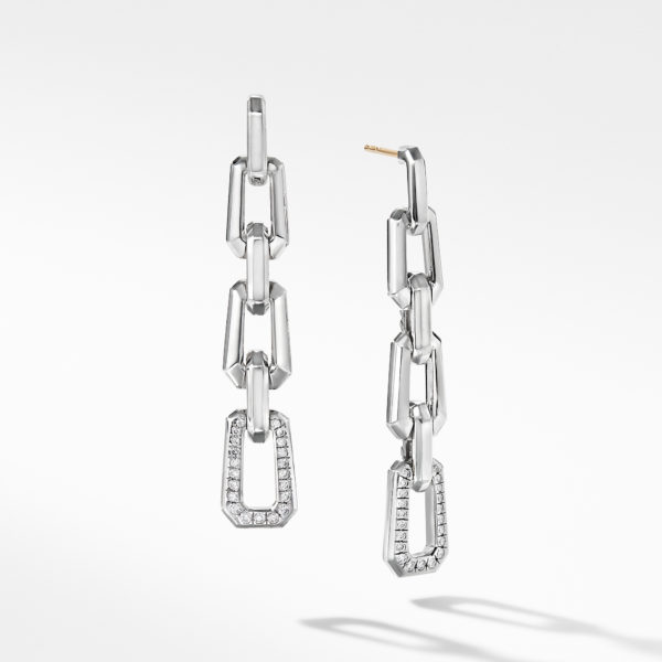 Novella Chain Link Drop Earrings with Pavé Diamonds