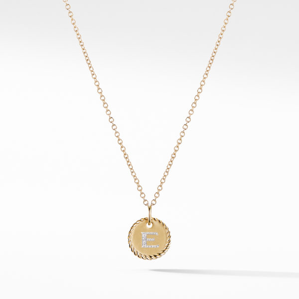 Initial Charm Necklace with Diamonds in 18K Gold