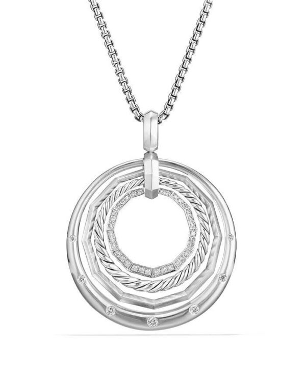 Stax Medium Pendant Necklace with Diamonds, 32mm