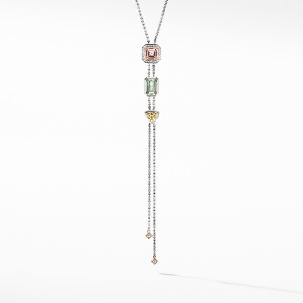Novella Y Necklace with Morganite, Pavé Diamonds and 18K Rose Gold