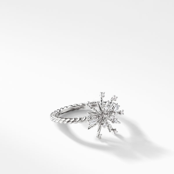 Supernova Ring with Diamonds in 18K White Gold, 14mm