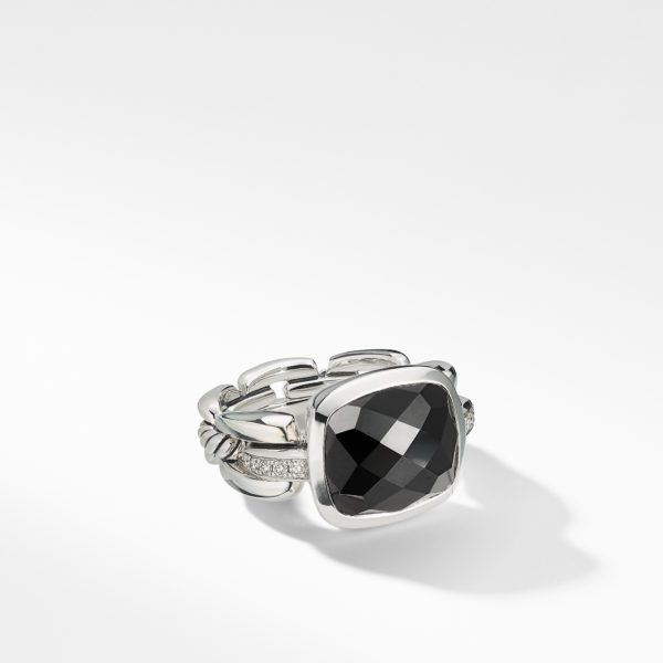 Wellesley Link Statement Ring with Black Onyx and Diamonds