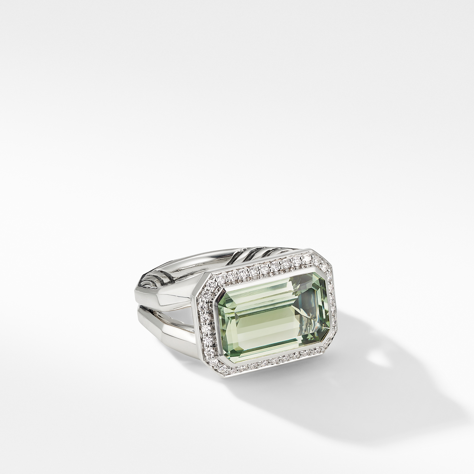 Novella Statement Ring with Prasiolite and Pavé Diamonds