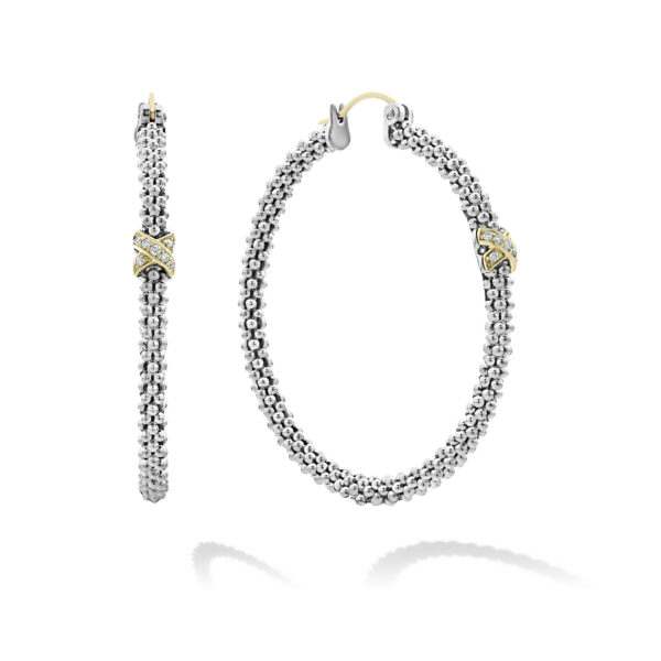 Caviar Lux Diamond Skinny Hoops