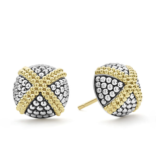 Lagos Signature Caviar "X" Dome Stud Earrings