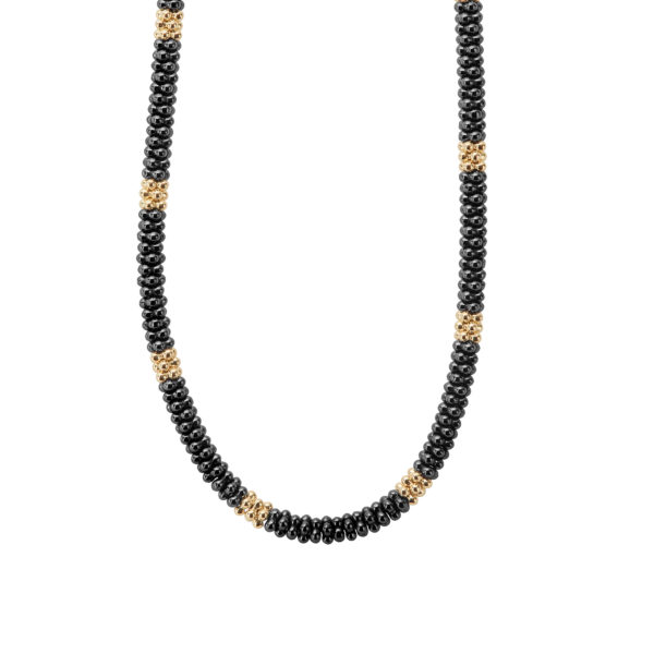 Gold Small Station Ceramic Beaded Necklace, 5mm