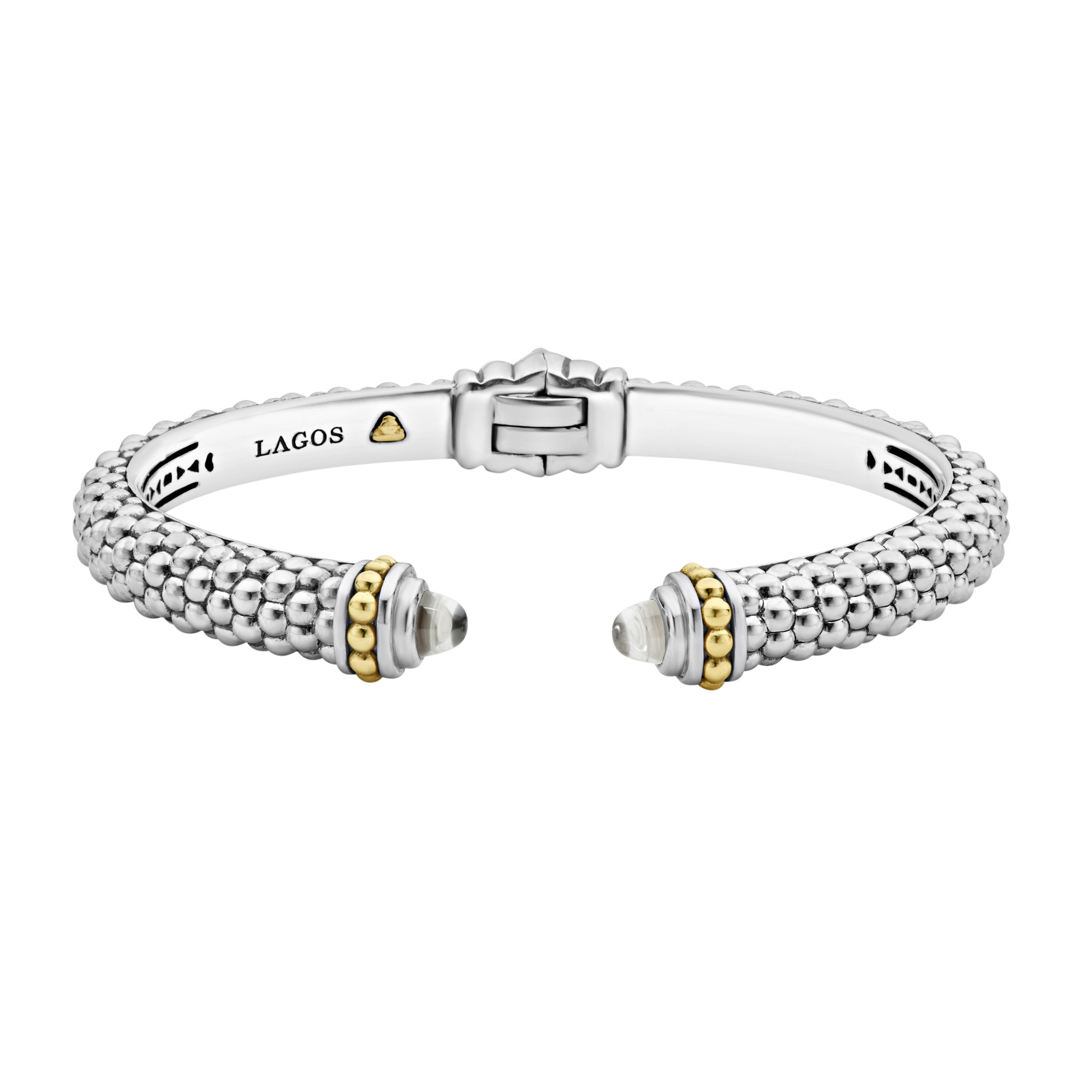 Caviar White Topaz Cuff Bracelet- Med