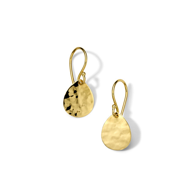 Small Crinkle Teardrop Earrings In 18K Gold