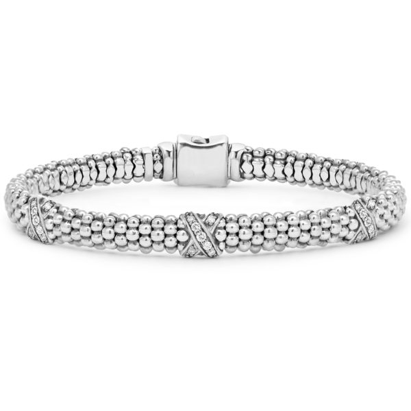 Caviar Lux Three Diamond X Bracelet