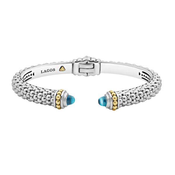 Caviar Blue Topaz Cuff Bracelet- SM