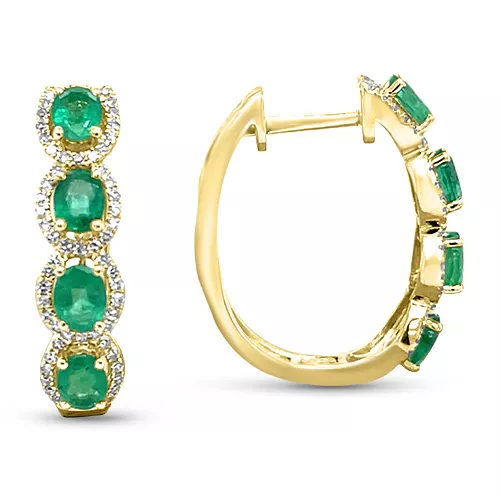 Diamond & Emerald Hoops