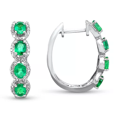 14kt Diamond & Emerald Hoops