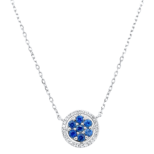Round Sapphire & Diamond Necklace
