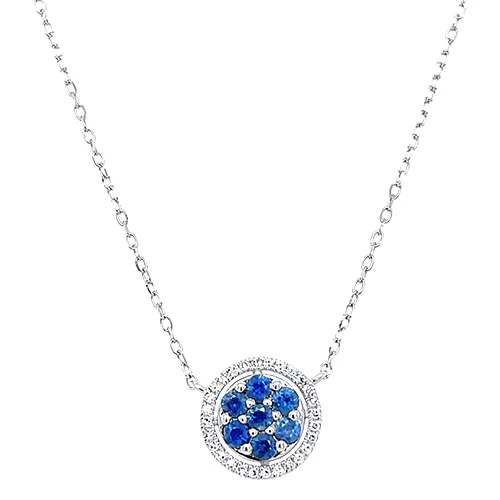 Round Sapphire & Diamond Necklace