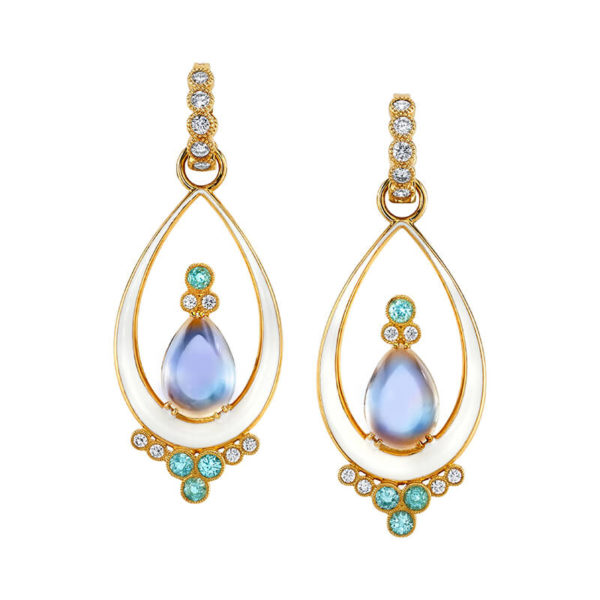Moonstone Earrings with Paraiba