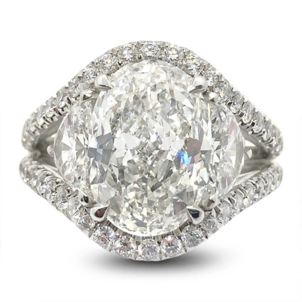Four Carat Oval Diamond Engagement Ring