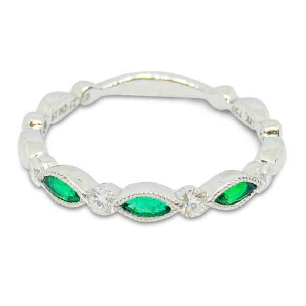 Marquise Emerald & Diamond Band
